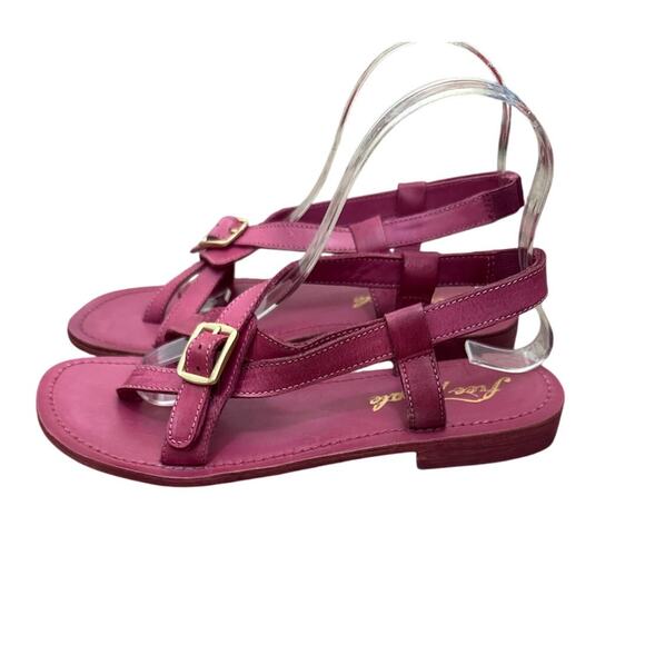 Free People Magenta Leather Sandals Size 38 US 8 - Picture 1 of 6